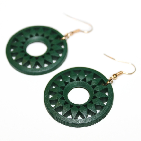 *2 for $15* Teal Sun Wood Drop Earrings - Picture 2 of 4